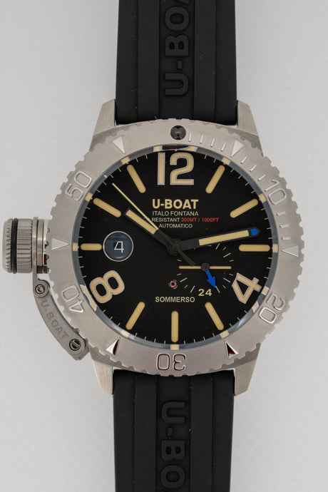 U-Boat Sommerso Diver Black Silicone Strap - Designer Watch Store