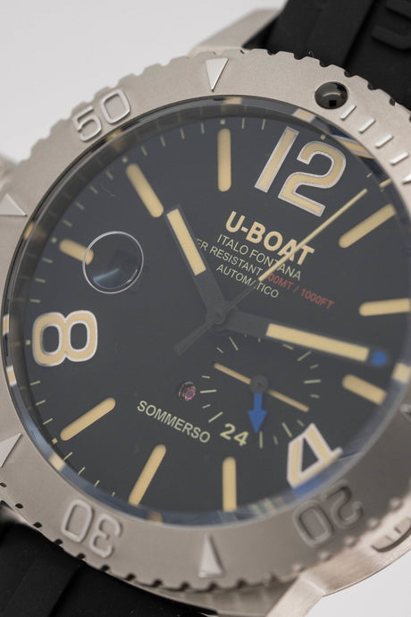U-Boat Sommerso Diver Black Silicone Strap - Designer Watch Store