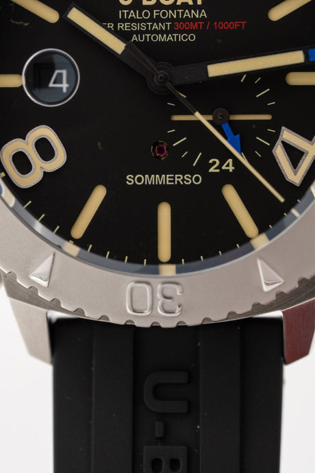 U-Boat Sommerso Diver Black Silicone Strap - Designer Watch Store