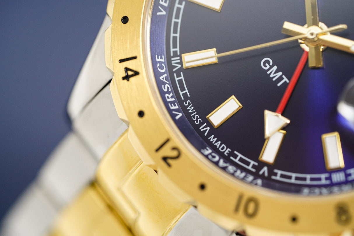 Versace Men's Watch Hellenyium GMT Two-Tone Blue V11060017 - Designer Watch Store