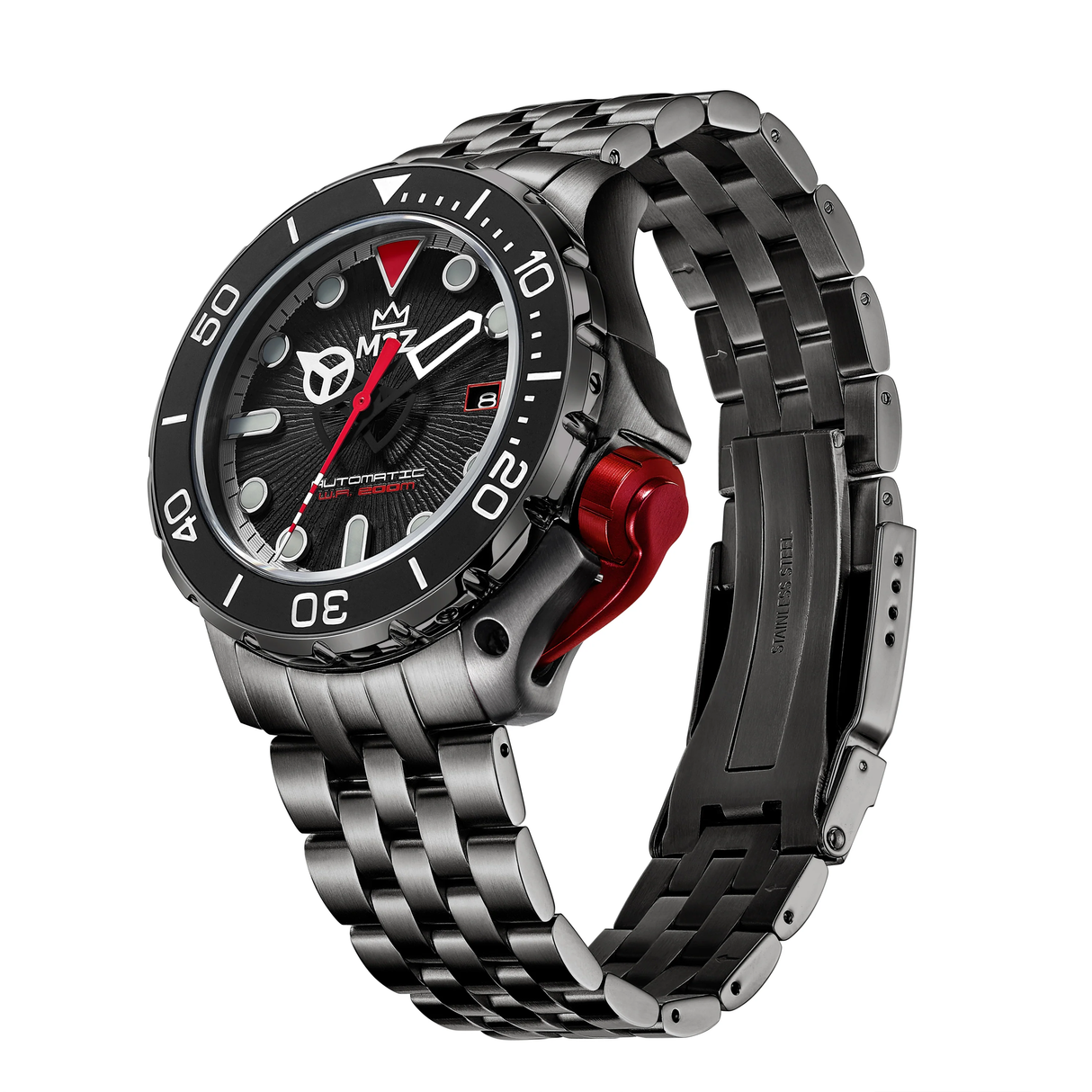 M2Z Men's Watch Diver 200 Plated Bracelet Black 200-005X