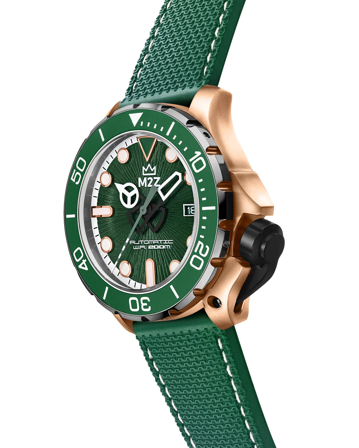 M2Z Men's Watch Diver 200 Green/Rose Gold 200-010
