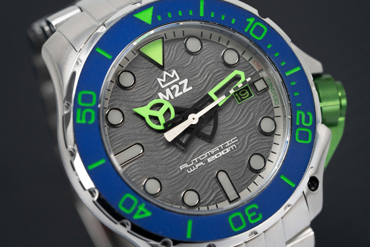 M2Z Men's Watch Diver 200 Bracelet Green Blue 200-003X