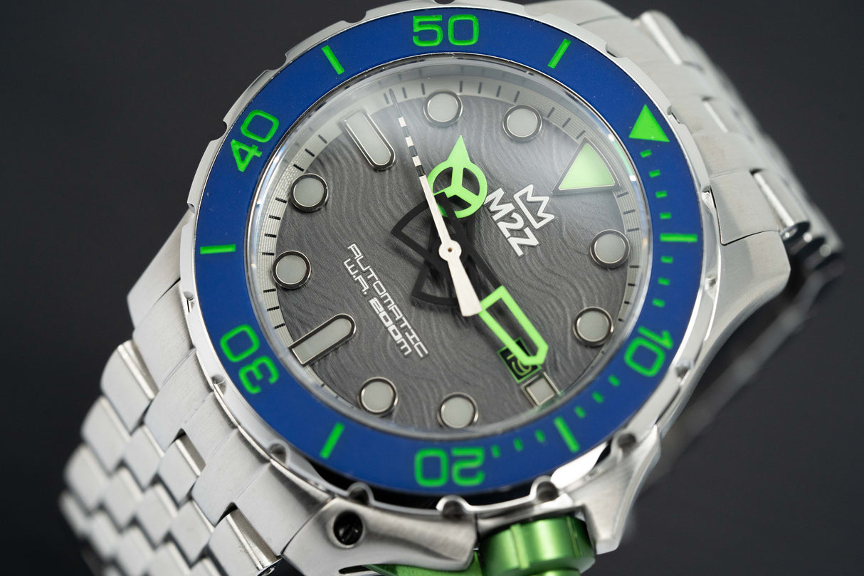 M2Z Men's Watch Diver 200 Bracelet Green Blue 200-003X