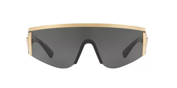 Versace Unisex Sunglasses Shield Wraparound Black/Gold VE2197100087