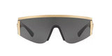 Versace Unisex Sunglasses Shield Wraparound Black/Gold VE2197100087