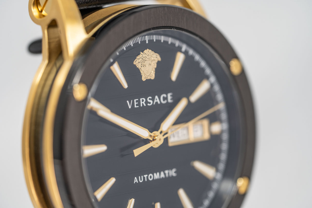 Versace Automatic Watch Theros Day Date Black and Gold VEDX00419