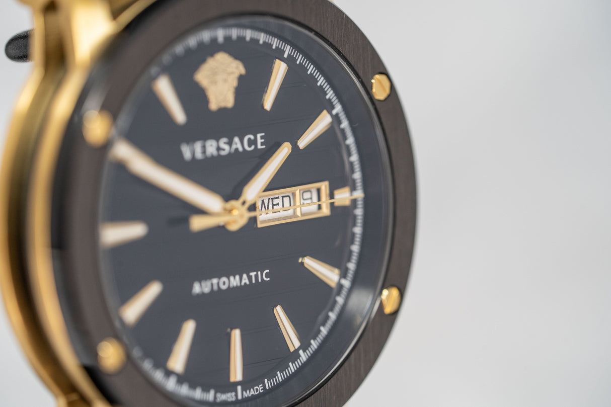 Versace Automatic Watch Theros Day Date Black and Gold VEDX00419