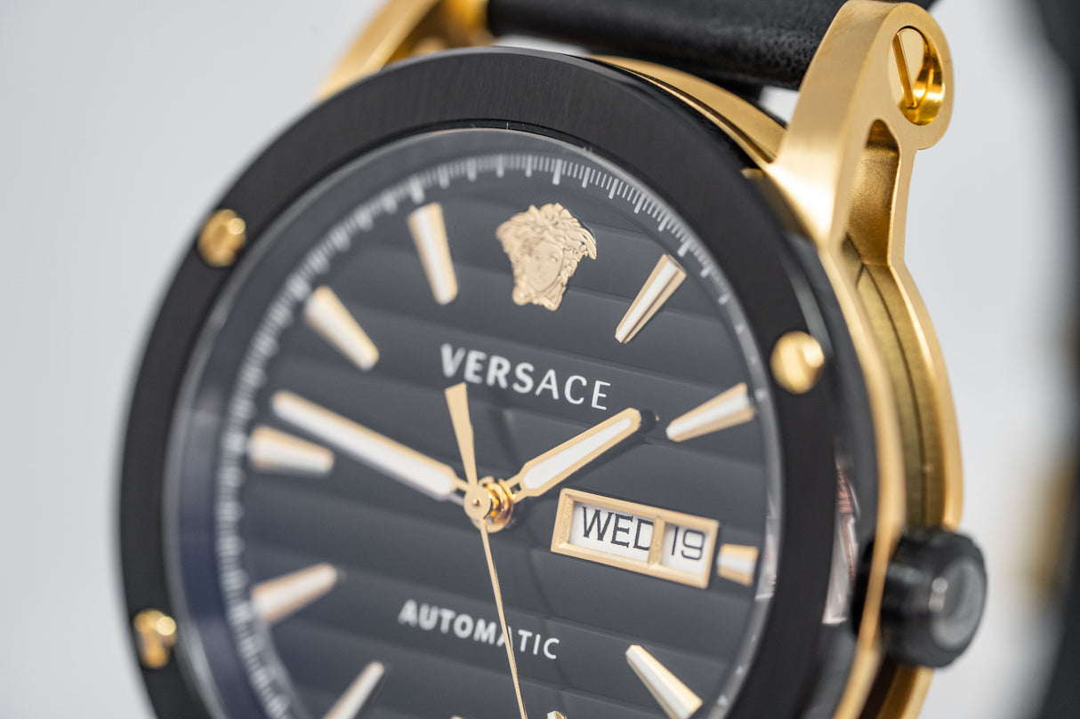 Versace Automatic Watch Theros Day Date Black and Gold VEDX00419