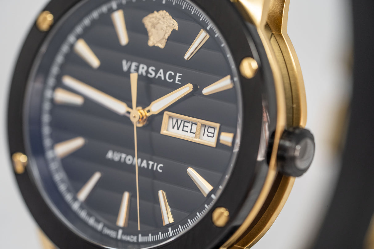 Versace Automatic Watch Theros Day Date Black and Gold VEDX00419