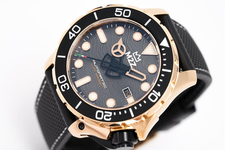 M2Z Men's Watch Diver 200 Black IP Rose Gold 200-008 - Watches & Crystals
