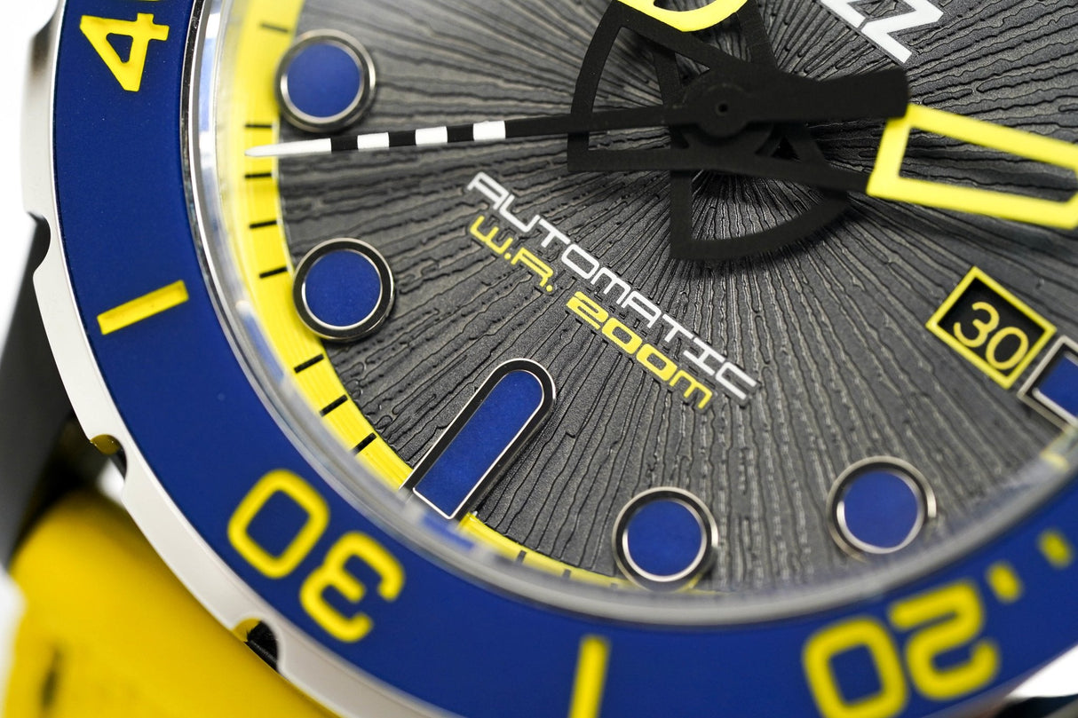 M2Z Men's Watch Diver 200 Yellow IP Black 200-006 - Watches & Crystals