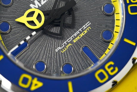 M2Z Men's Watch Diver 200 Yellow IP Black 200-006 - Watches & Crystals