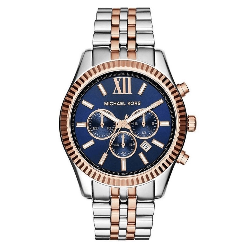 Michael Kors Watch Lexington Chronograph Two Tone Blue MK8412 Designer Watch Store