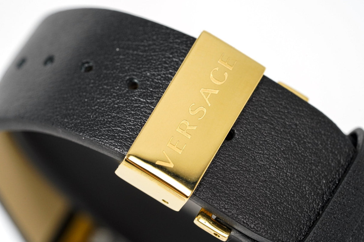 Versace Greca Logo Small Seconds Gold Black Leather VEVI00220 - Watches & Crystals