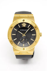 Versace Greca Logo Small Seconds Gold Black Leather VEVI00220 - Watches & Crystals