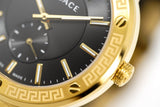 Versace Greca Logo Small Seconds Gold Black Leather VEVI00220 - Watches & Crystals