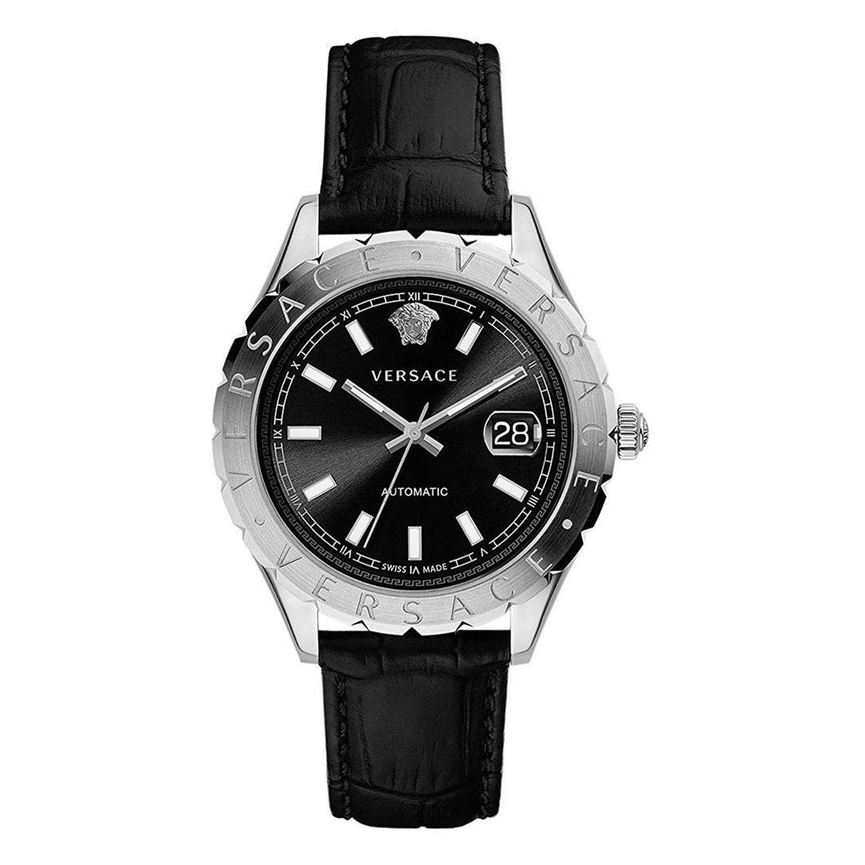 Versace Hellenyium Black Leather - Watches & Crystals