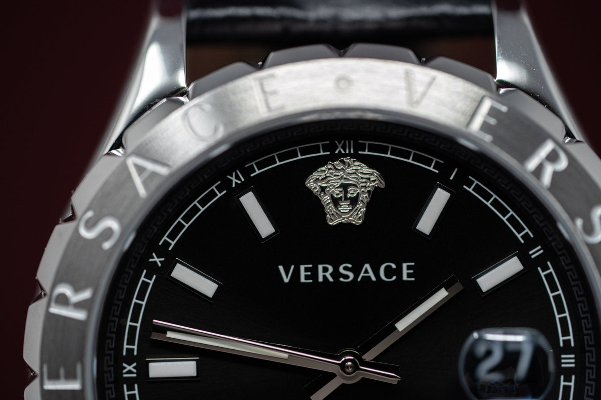 Versace Hellenyium Black Leather - Watches & Crystals