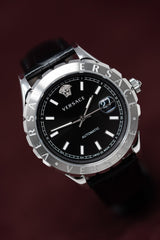 Versace Hellenyium Black Leather - Watches & Crystals