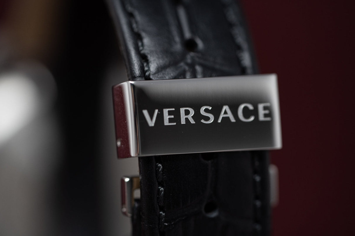 Versace Hellenyium Black Leather - Watches & Crystals