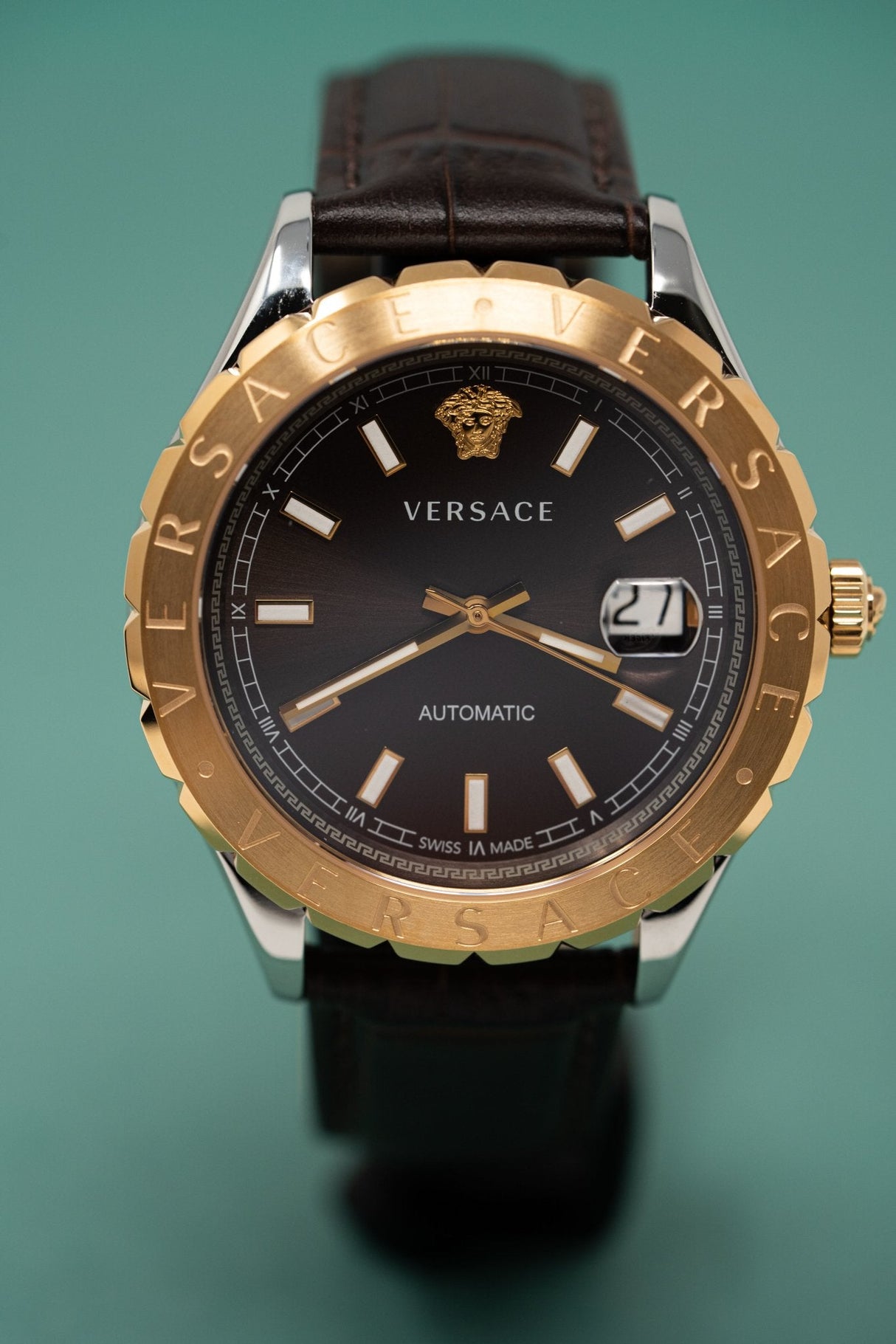 Versace Hellenyium Brown Leather - Watches & Crystals