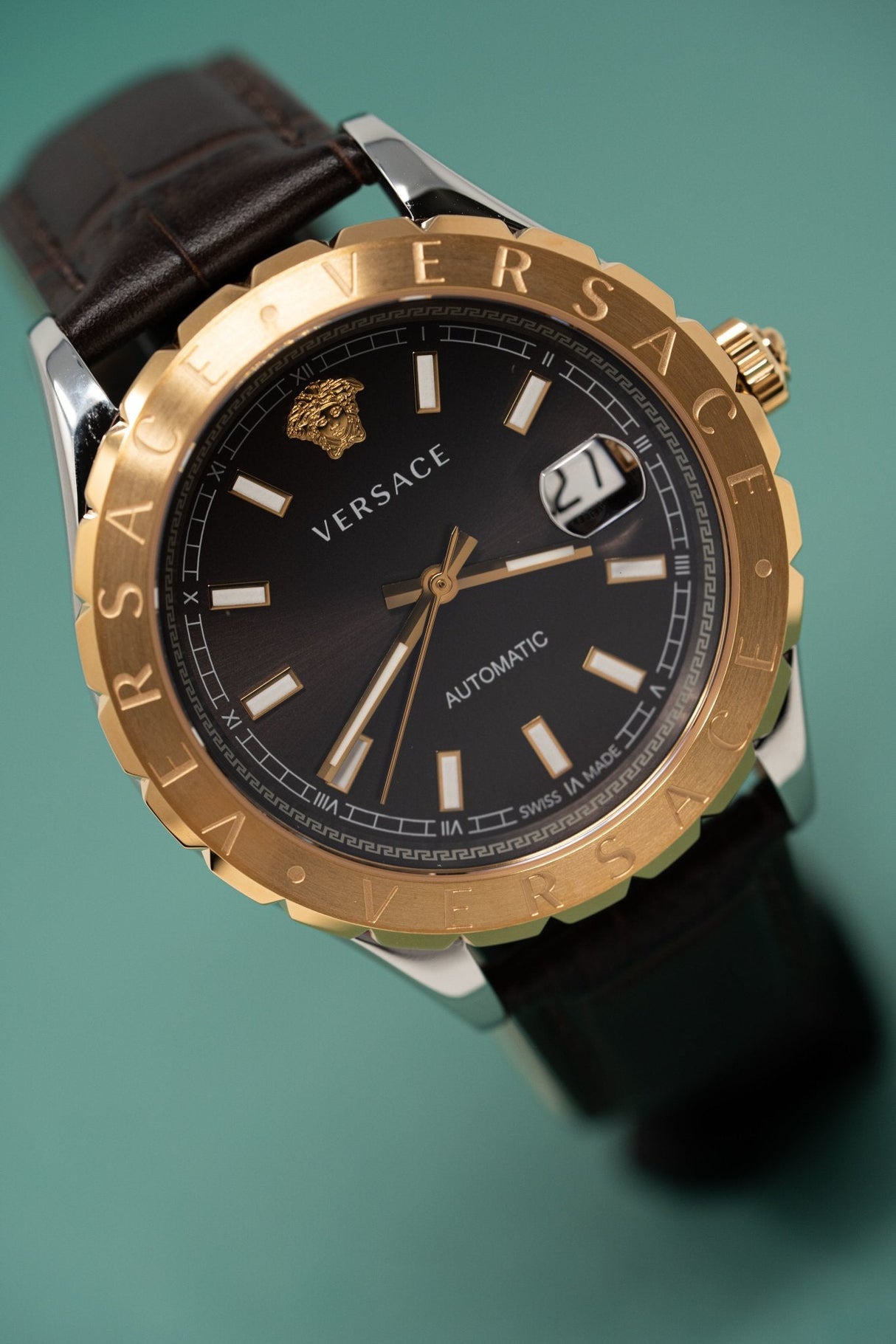 Versace Hellenyium Brown Leather - Watches & Crystals