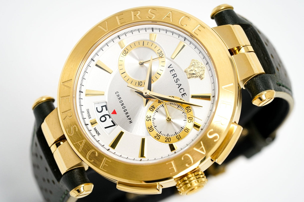 Versace Men's Chronograph Watch Aion Gold Green VBR020017 - Watches & Crystals