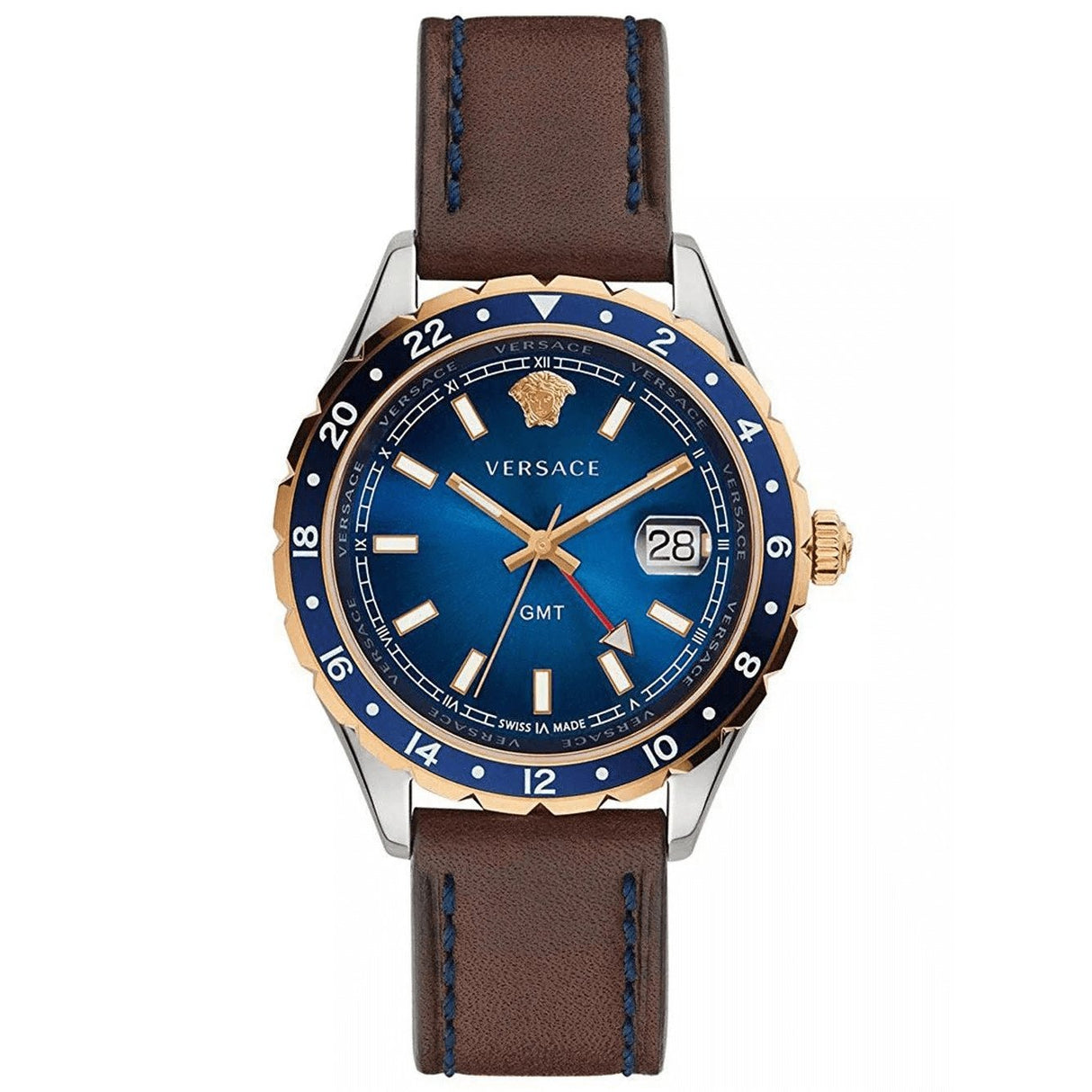 Versace Men's Watch Hellenyium GMT Blue Leather V11080017 - Watches & Crystals