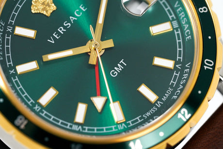 Versace Men's Watch Hellenyium GMT Green Leather V11090017 - Watches & Crystals