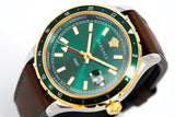 Versace Men's Watch Hellenyium GMT Green Leather V11090017 - Watches & Crystals