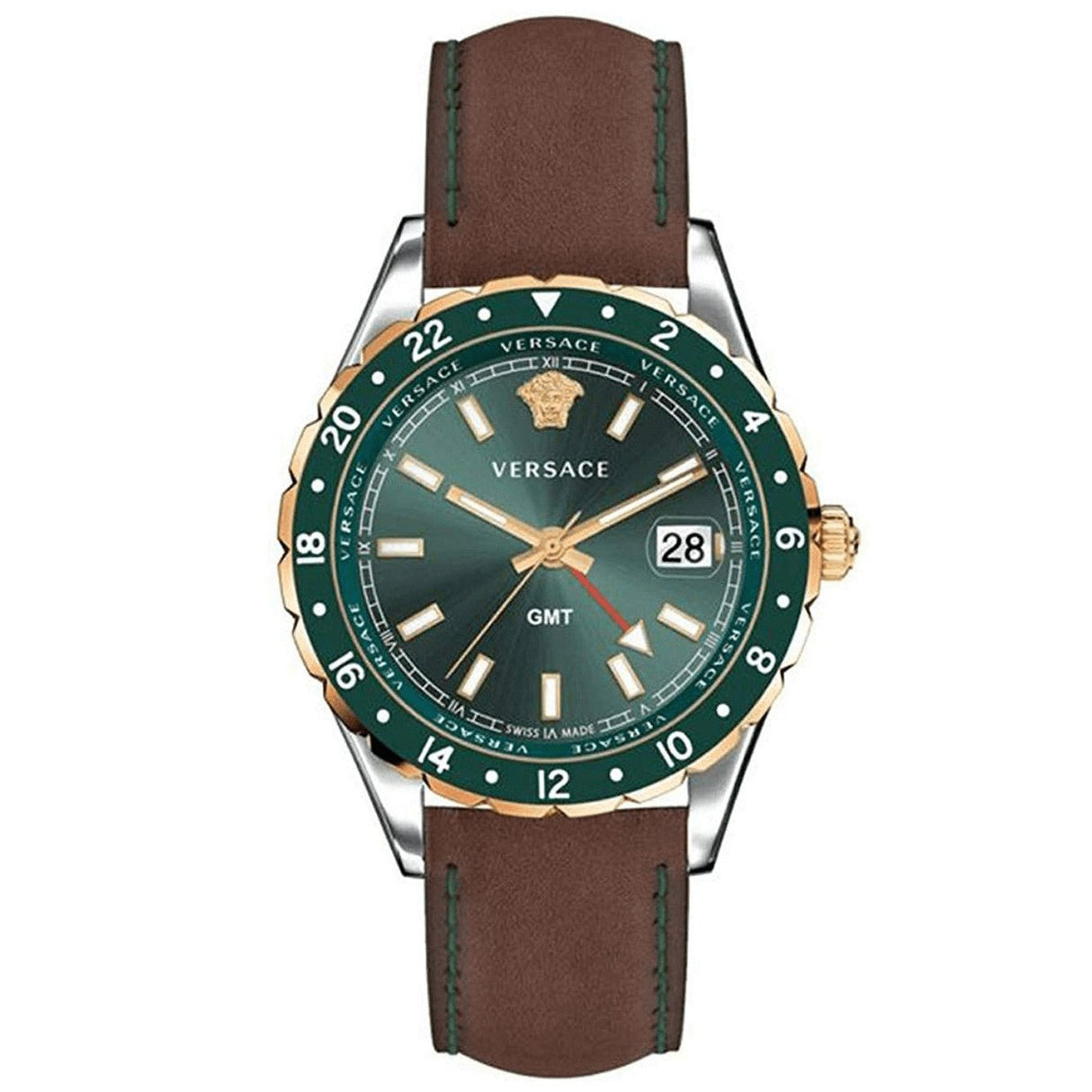 Versace Men's Watch Hellenyium GMT Green Leather V11090017 - Watches & Crystals