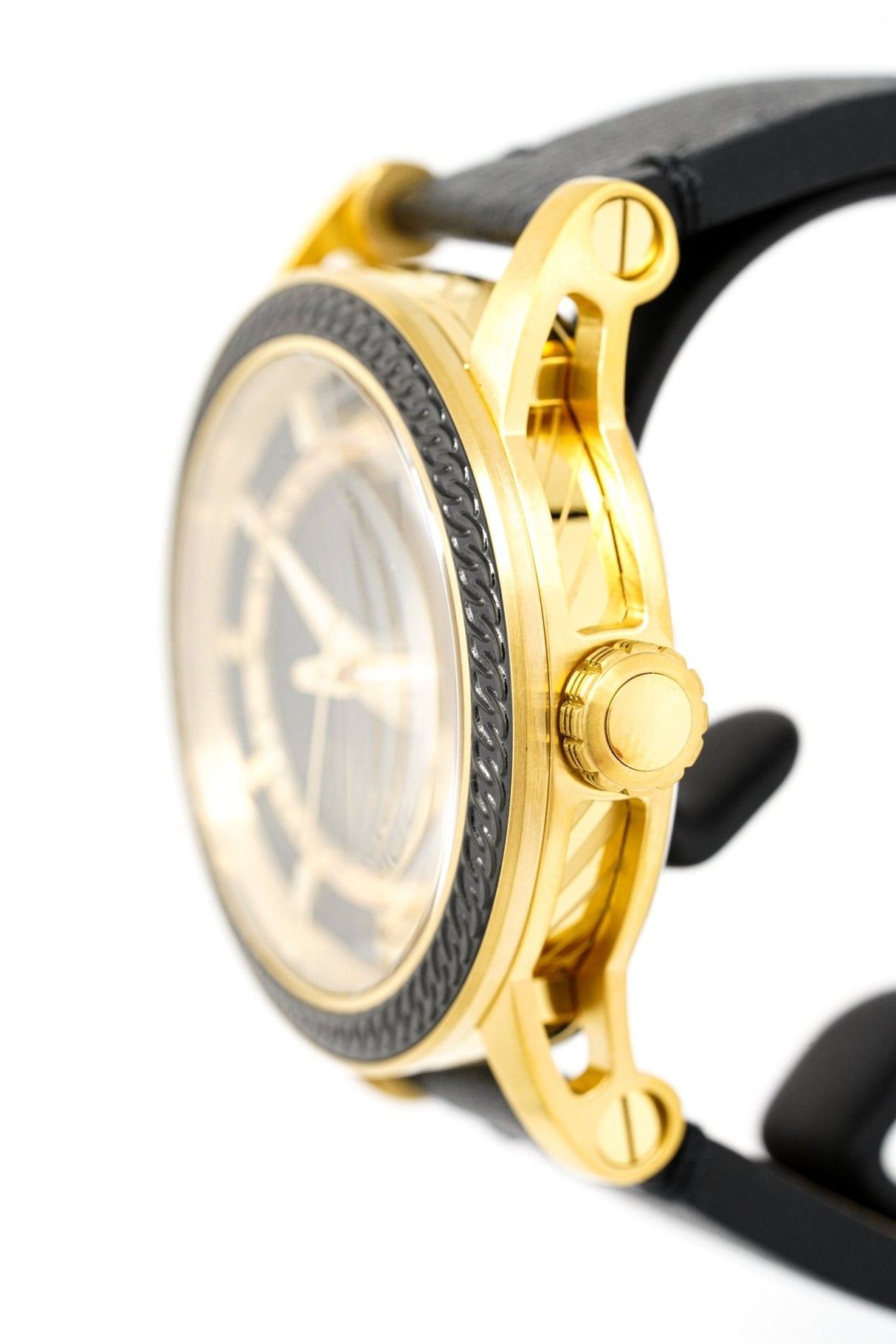 Versace Men's Watch Viamond Gold Black Leather VEPO00320 - Watches & Crystals