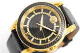 Versace Men's Watch Viamond Gold Black Leather VEPO00320 - Watches & Crystals