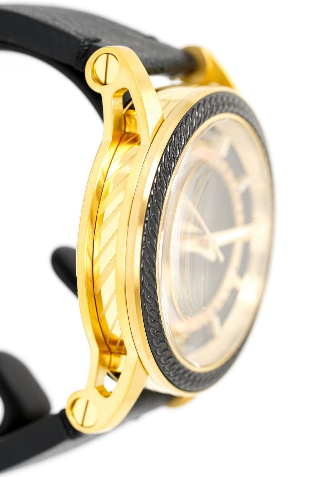 Versace Men's Watch Viamond Gold Black Leather VEPO00320 - Watches & Crystals