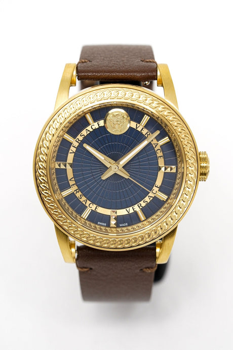 Versace Men's Watch Viamond Gold Brown Leather VEPO00220 - Watches & Crystals