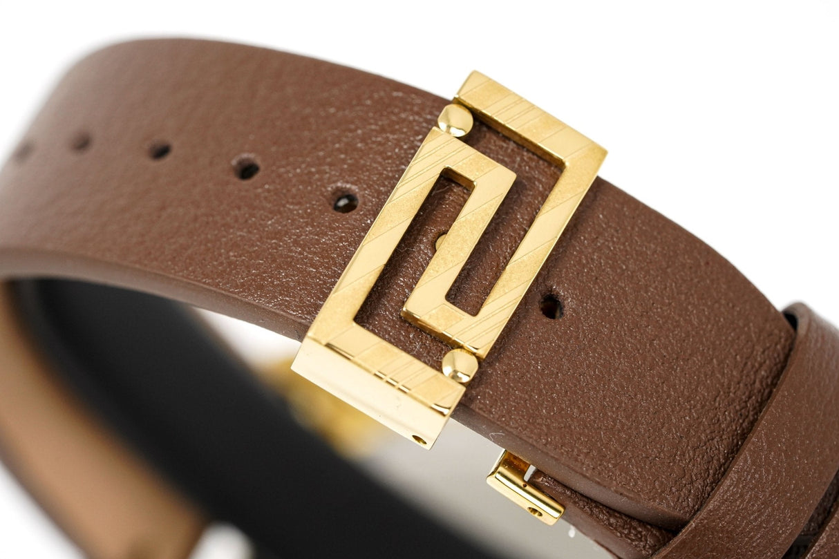 Versace Men's Watch Viamond Gold Brown Leather VEPO00220 - Watches & Crystals