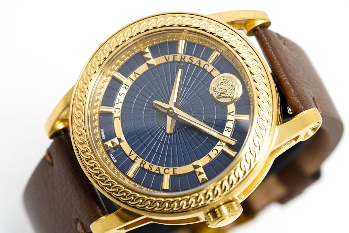 Versace Men's Watch Viamond Gold Brown Leather VEPO00220 - Watches & Crystals