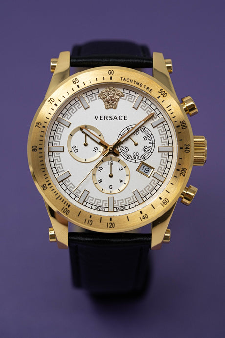 Versace Sporty Chronograph Leather Strap - Watches & Crystals